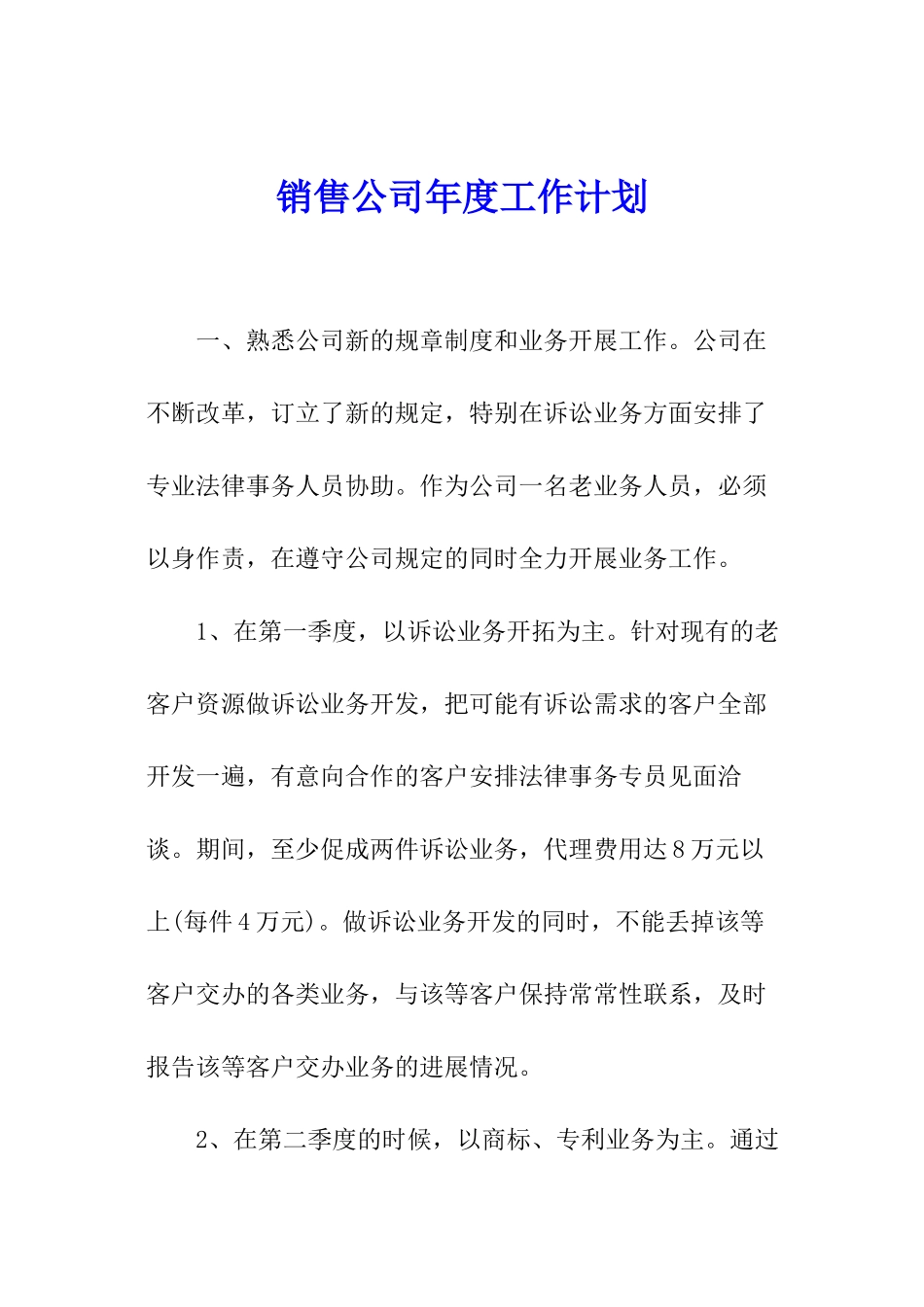 销售公司年度工作计划_第1页