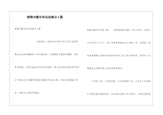 销售内勤年终总结集合5篇