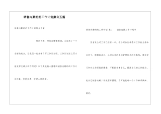 销售内勤的的工作计划集合五篇