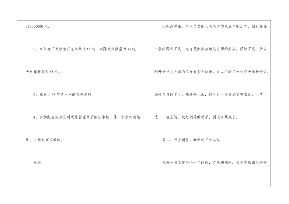 销售内勤行业工作总结_第3页