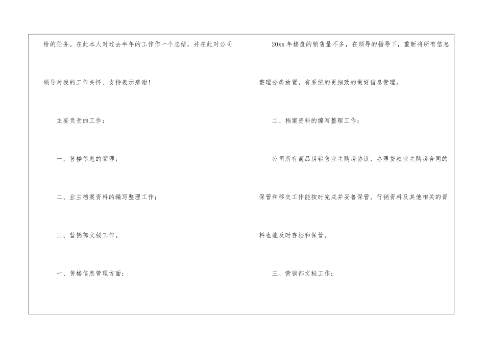 销售助理半年工作总结_第2页