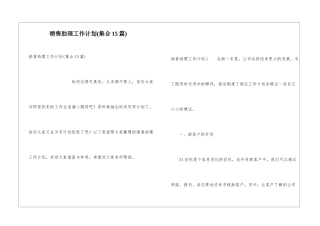 销售助理工作计划(集合15篇)