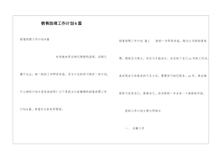 销售助理工作计划6篇