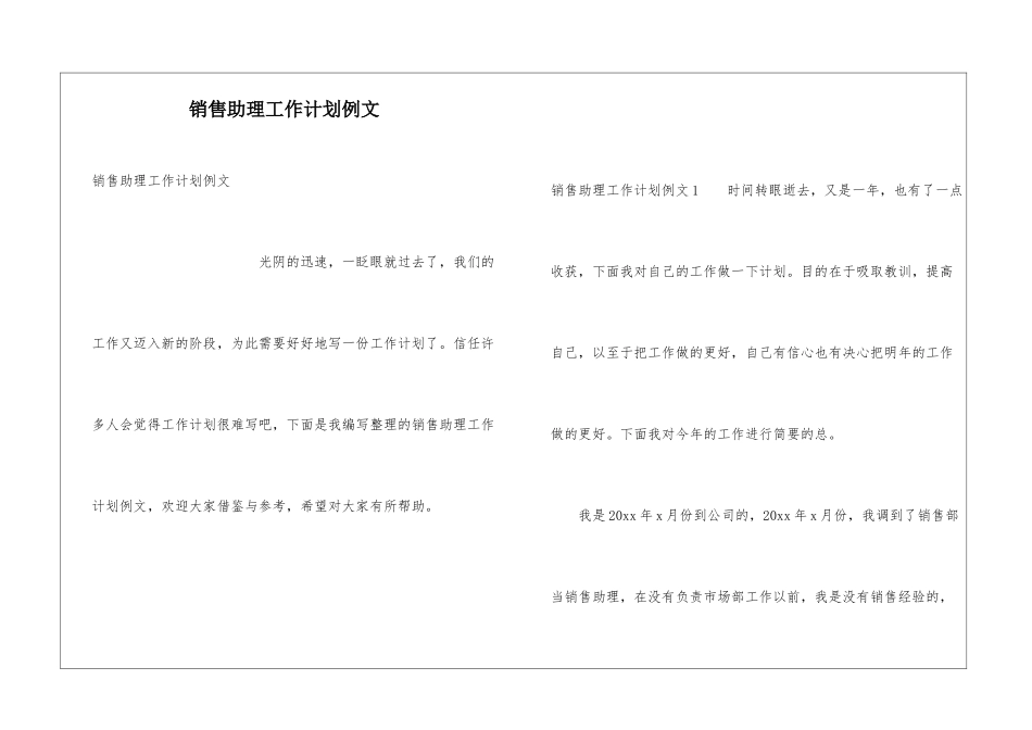 销售助理工作计划例文_第1页