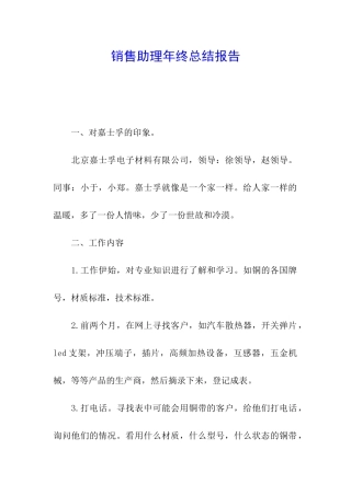 销售助理年终总结报告
