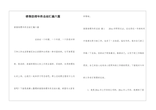 销售助理年终总结汇编六篇