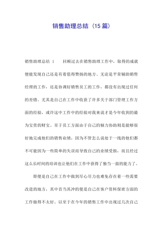 销售助理总结-