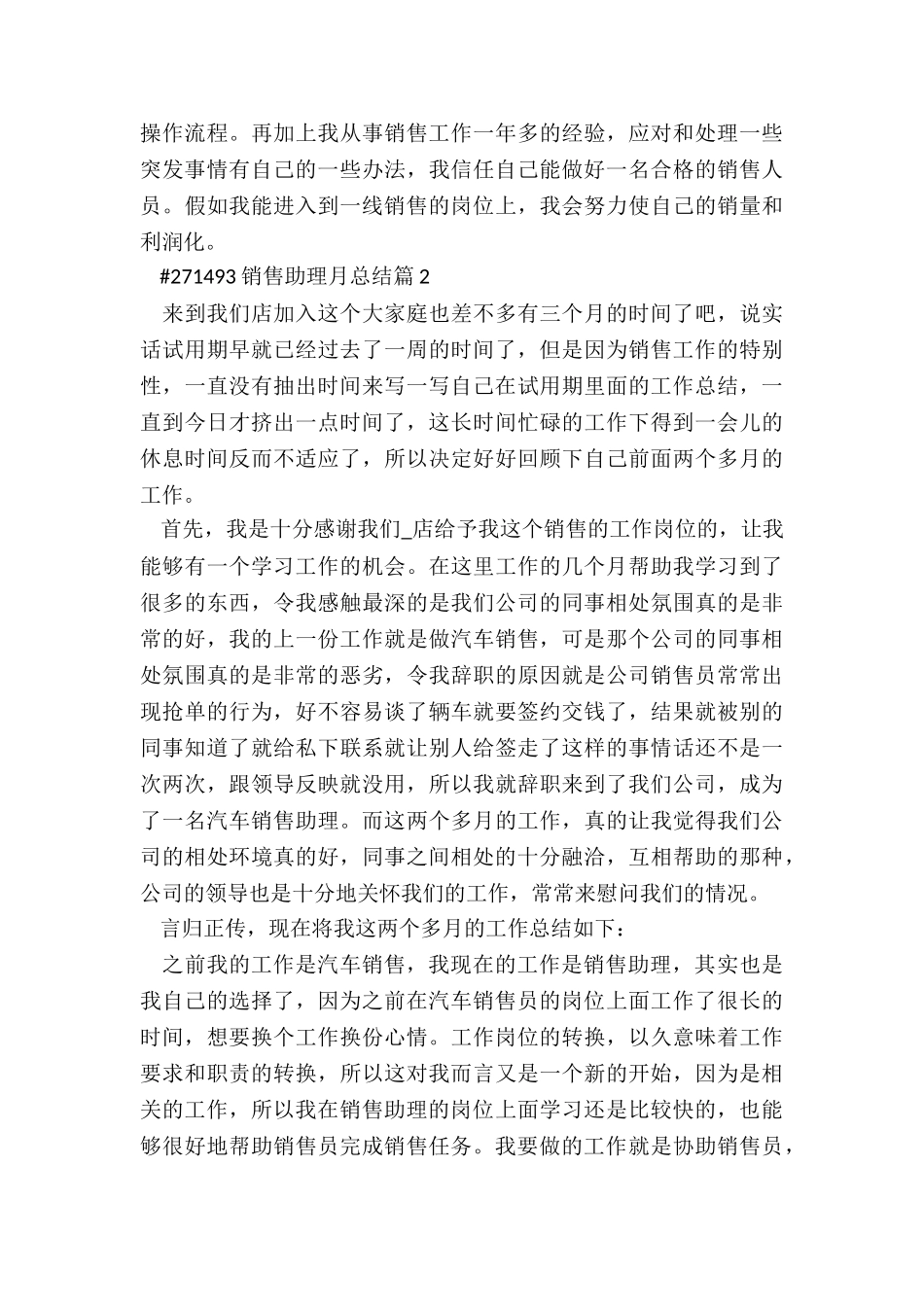 销售助理月总结通用版5篇_第3页