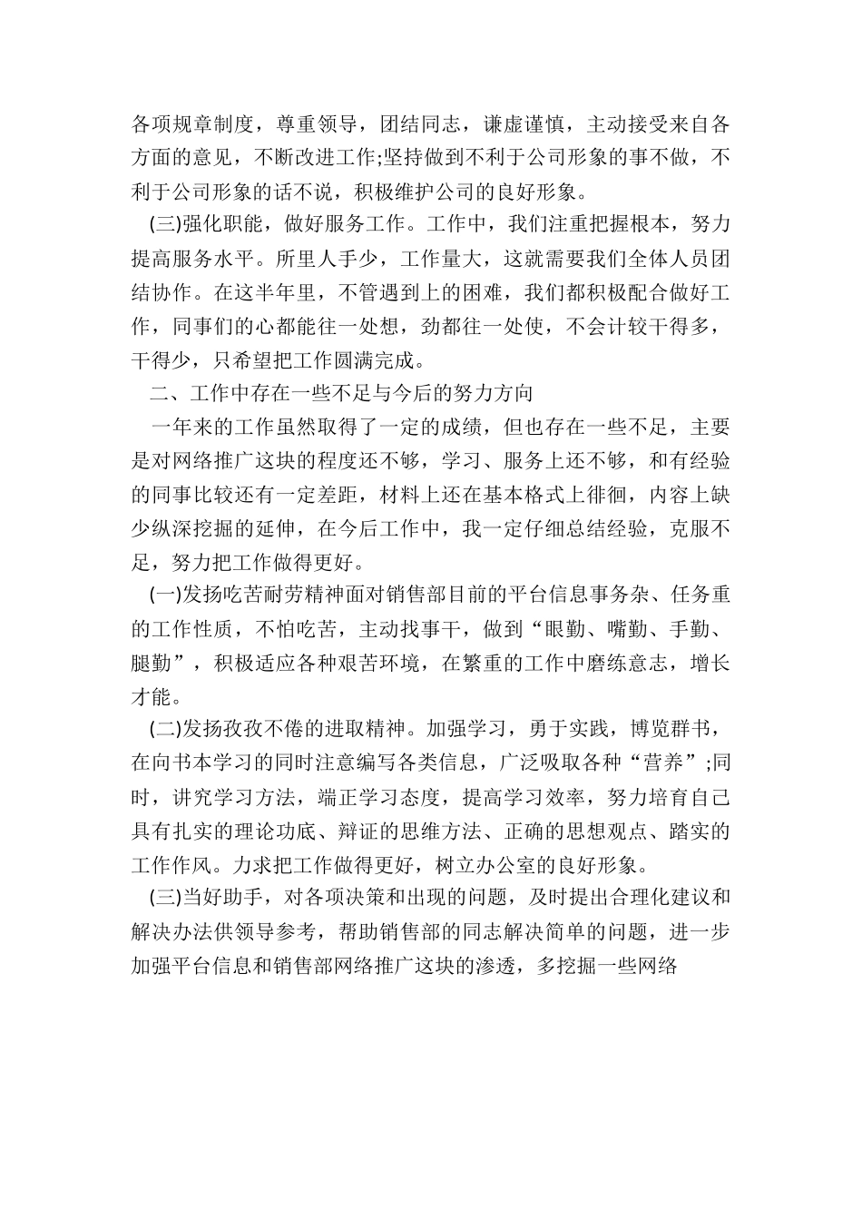 销售助理每天工作总结精选4篇_第2页