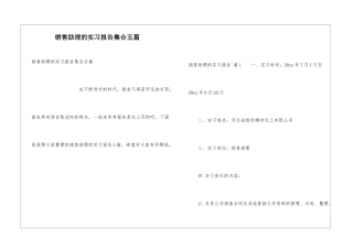 销售助理的实习报告集合五篇