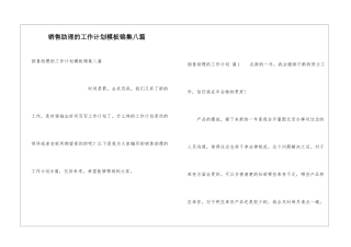 销售助理的工作计划模板锦集八篇