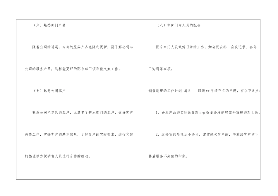 销售助理的工作计划模板集锦九篇_第3页