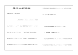 销售半年2024年度工作总结