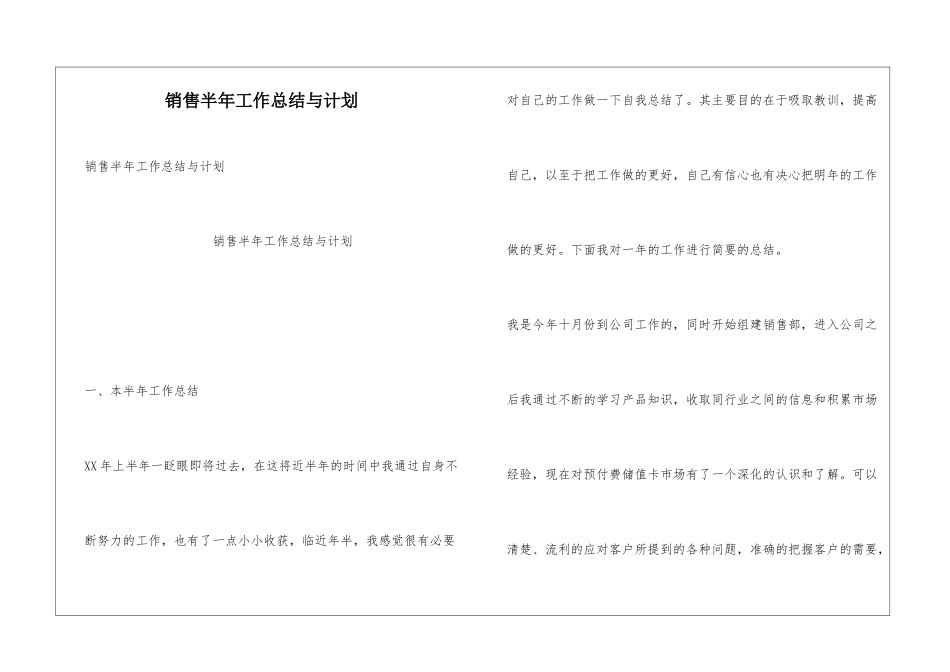 销售半年工作总结与计划_第1页