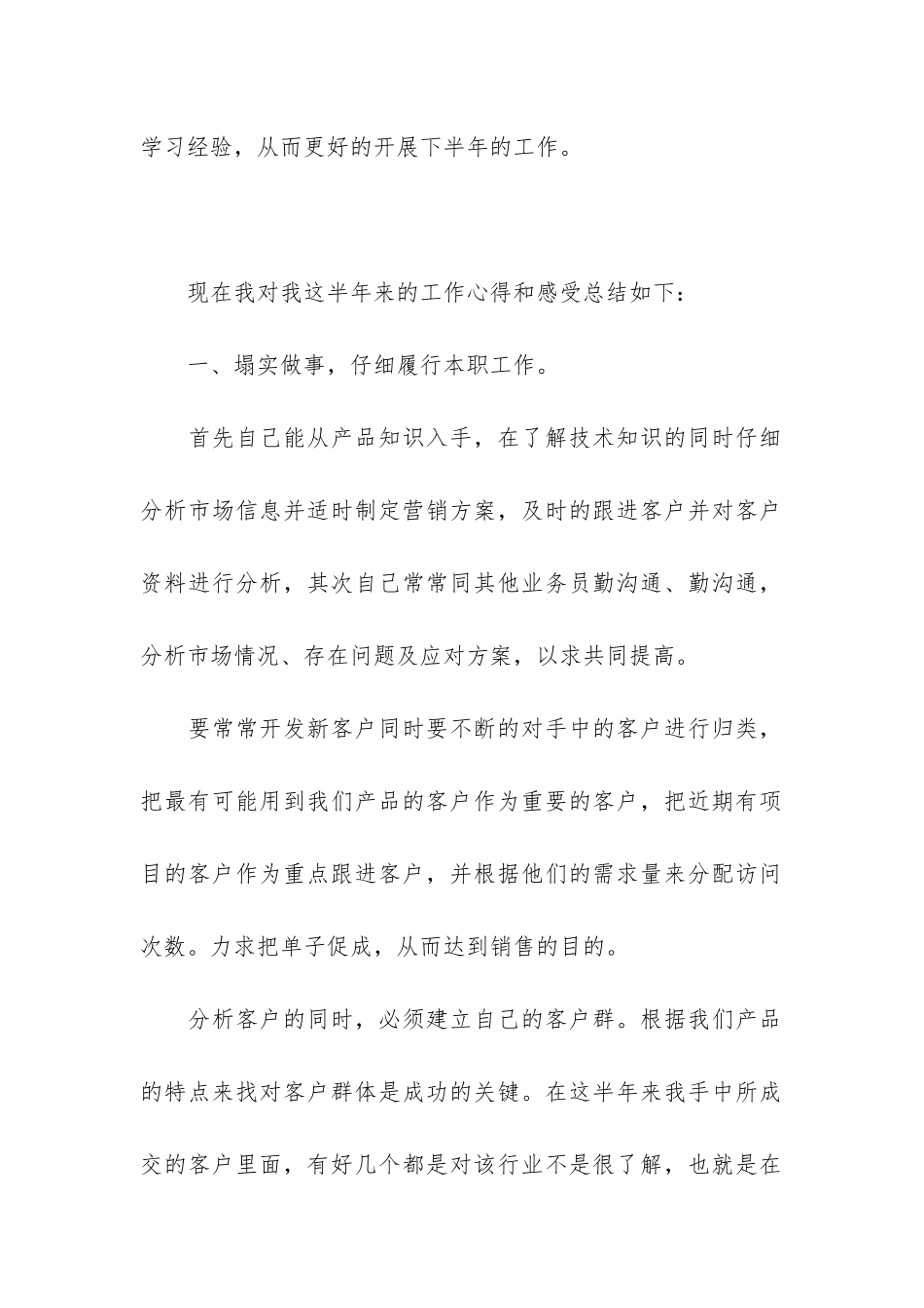 销售半年工作总结参考_第2页