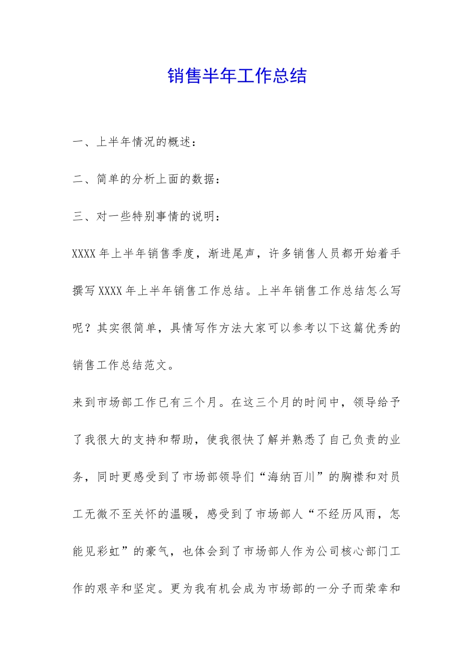 销售半年工作总结-_第1页