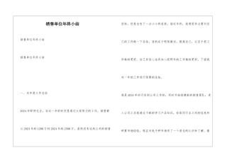 销售单位年终小结