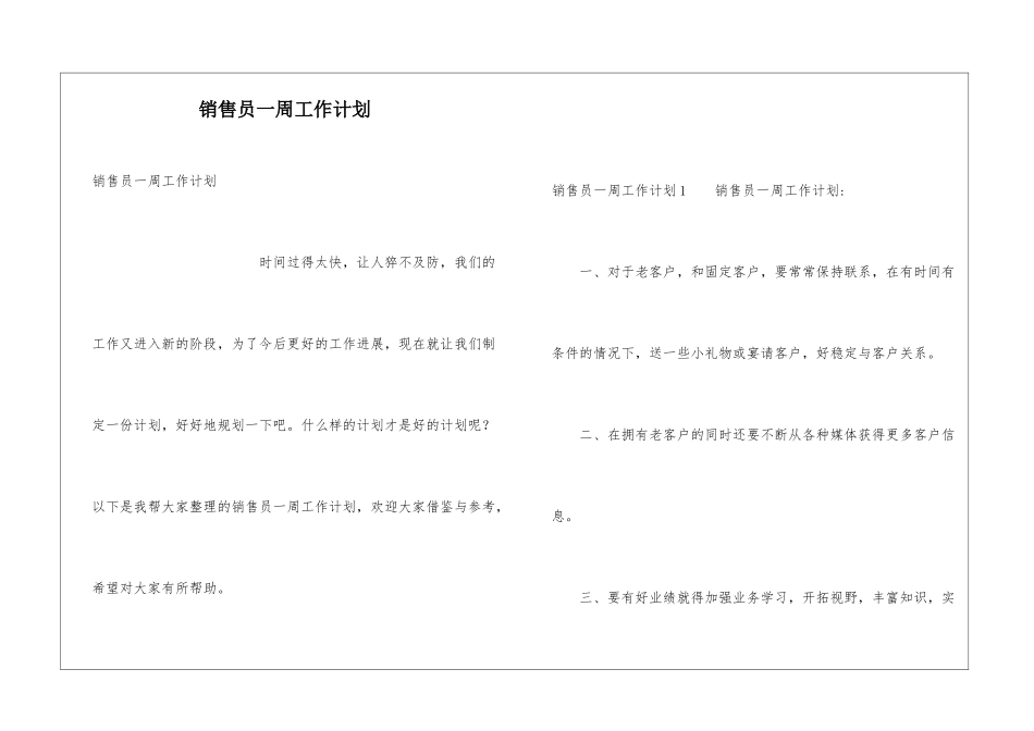 销售员一周工作计划_第1页