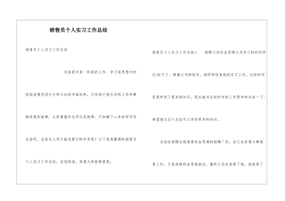 销售员个人实习工作总结_第1页