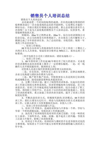 销售员个人培训总结
