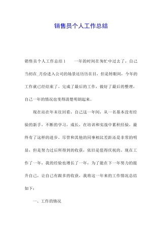 销售员个人工作总结