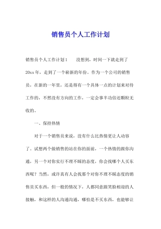 销售员个人工作计划