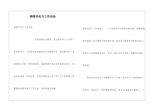 销售员实习工作总结