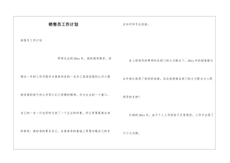 销售员工作计划_第1页