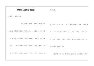 销售员工月度工作总结