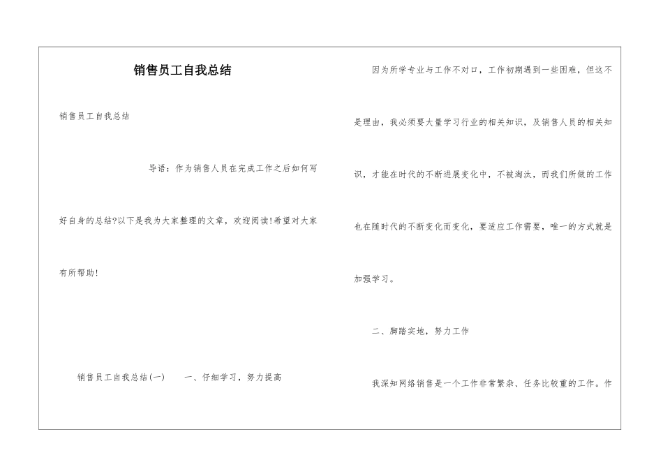 销售员工自我总结_第1页