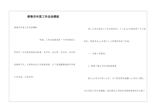 销售员年度工作总结模板