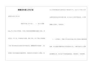 销售员年度工作计划