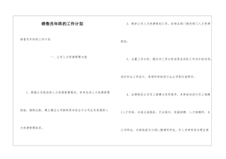 销售员年终的工作计划