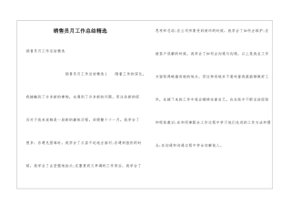 销售员月工作总结精选