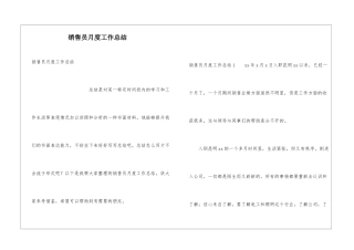 销售员月度工作总结