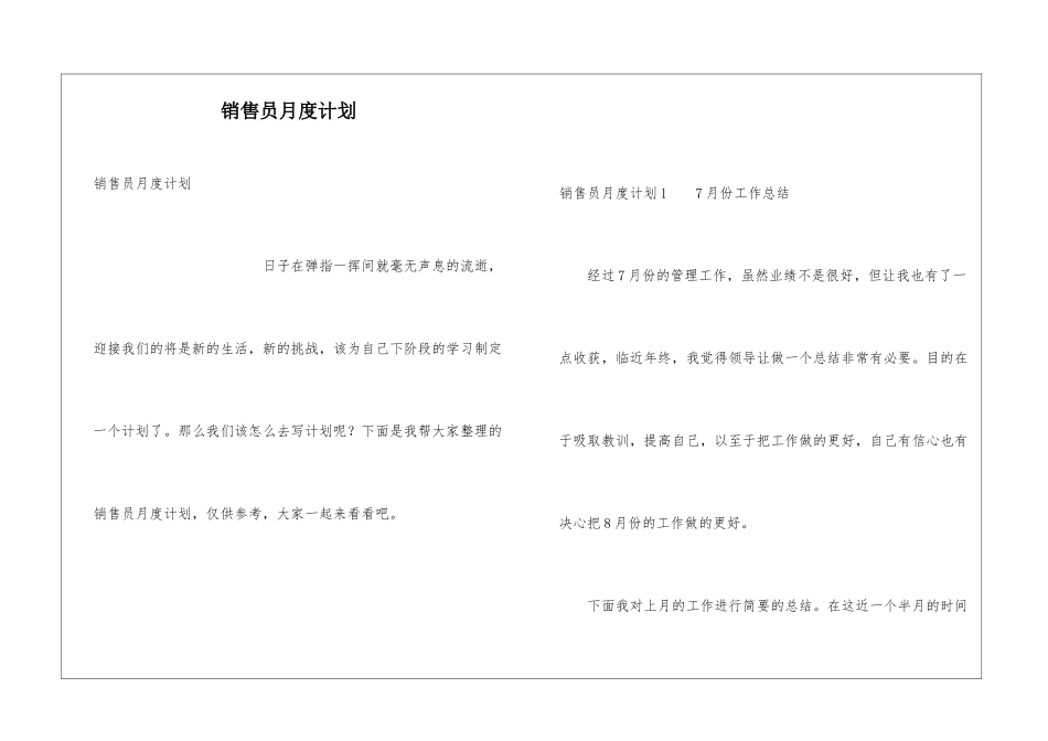 销售员月度计划_第1页