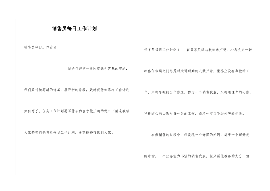 销售员每日工作计划_第1页