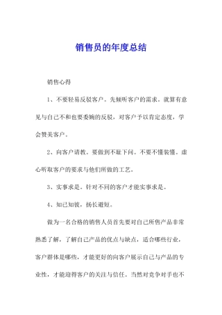 销售员的年度总结
