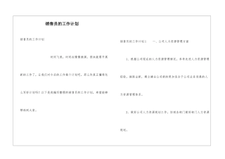 销售员的工作计划