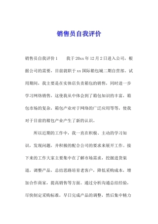 销售员自我评价