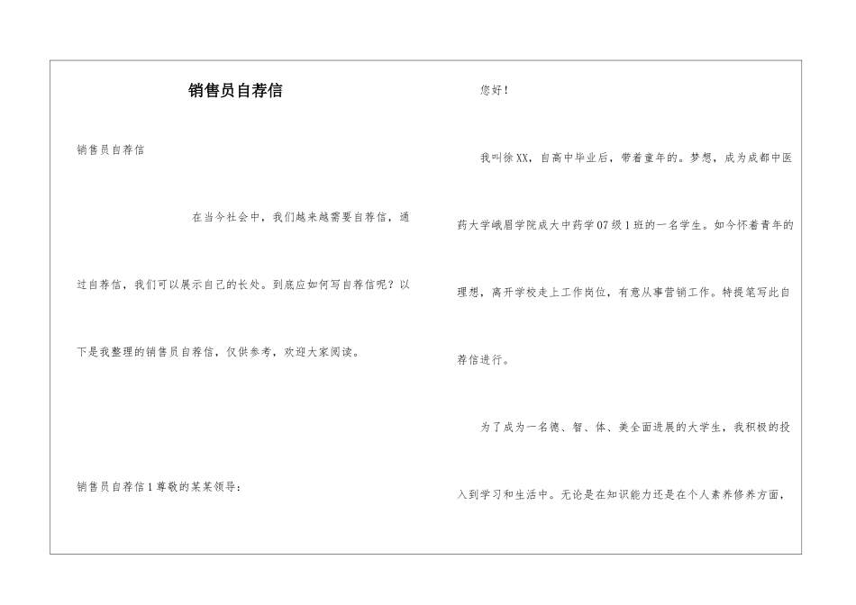 销售员自荐信_第1页