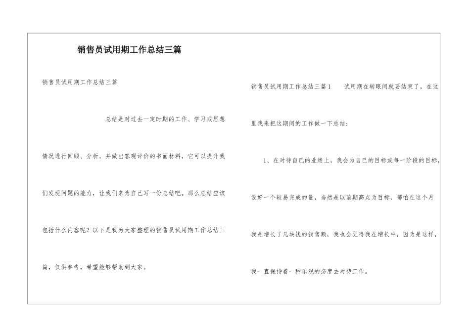 销售员试用期工作总结三篇_第1页
