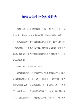 销售大学生社会实践报告