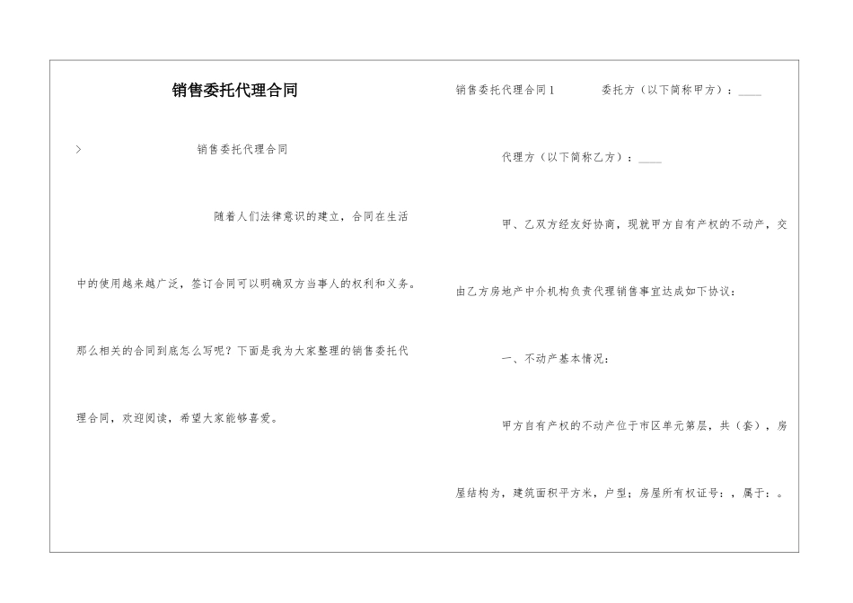销售委托代理合同_第1页