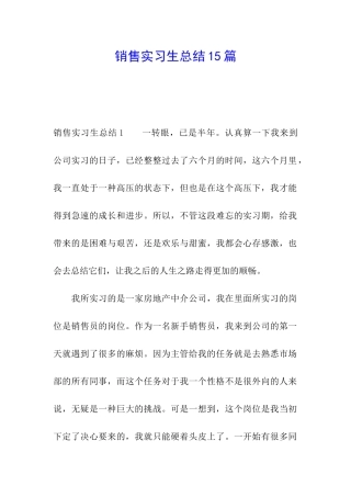 销售实习生总结15篇
