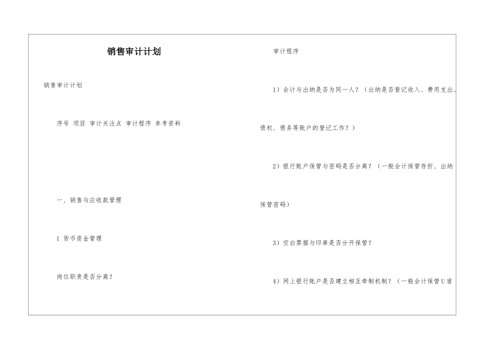 销售审计计划_第1页