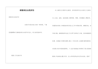 销售岗位自我评价