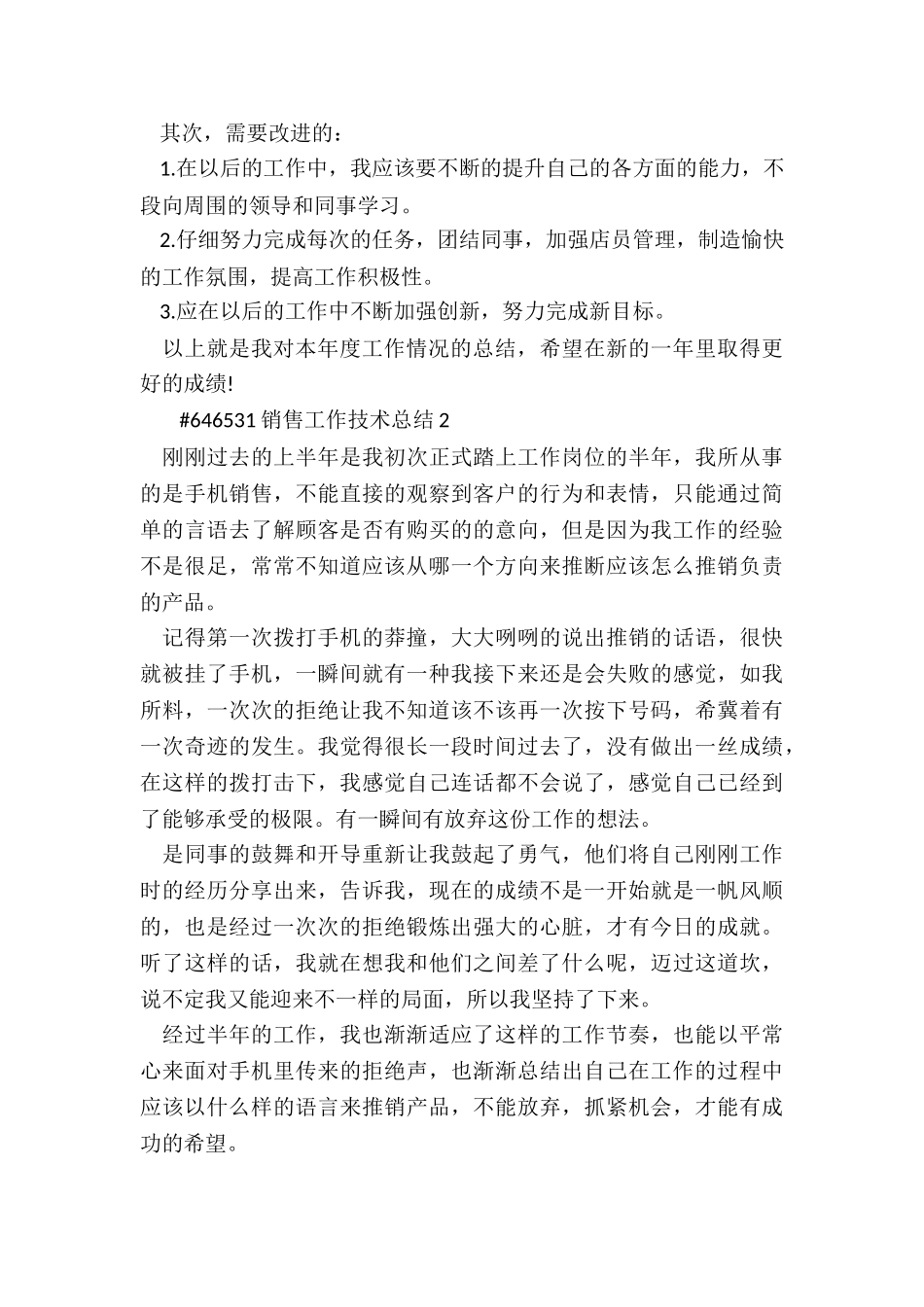 销售工作技术总结7篇_第2页