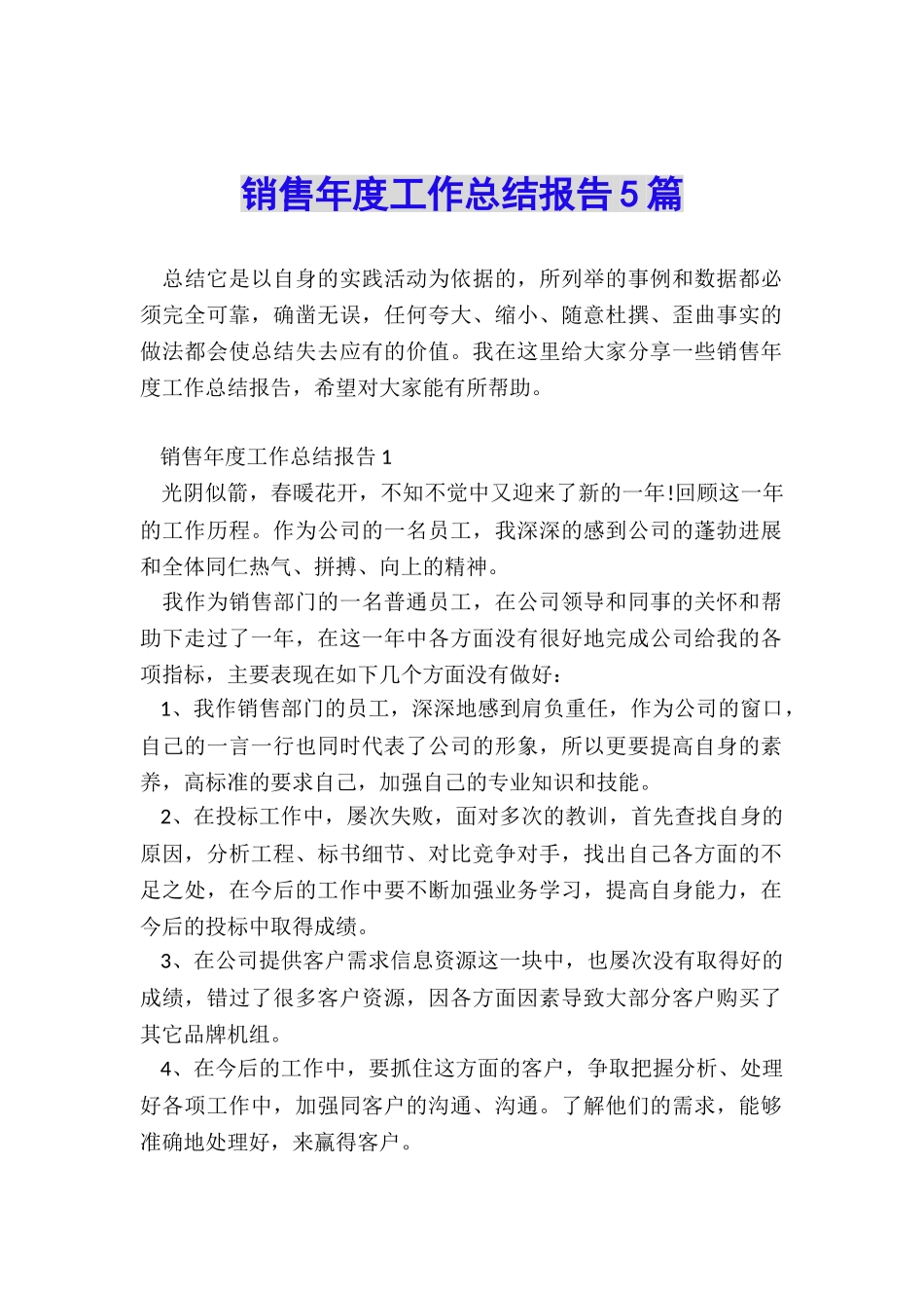 销售年度工作总结报告5篇_第1页