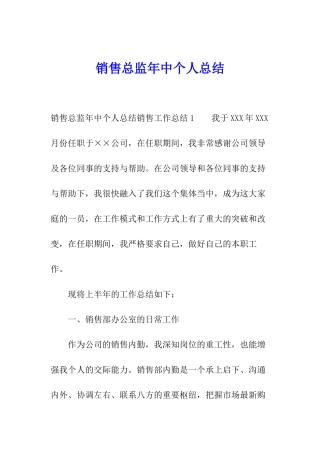 销售总监年中个人总结